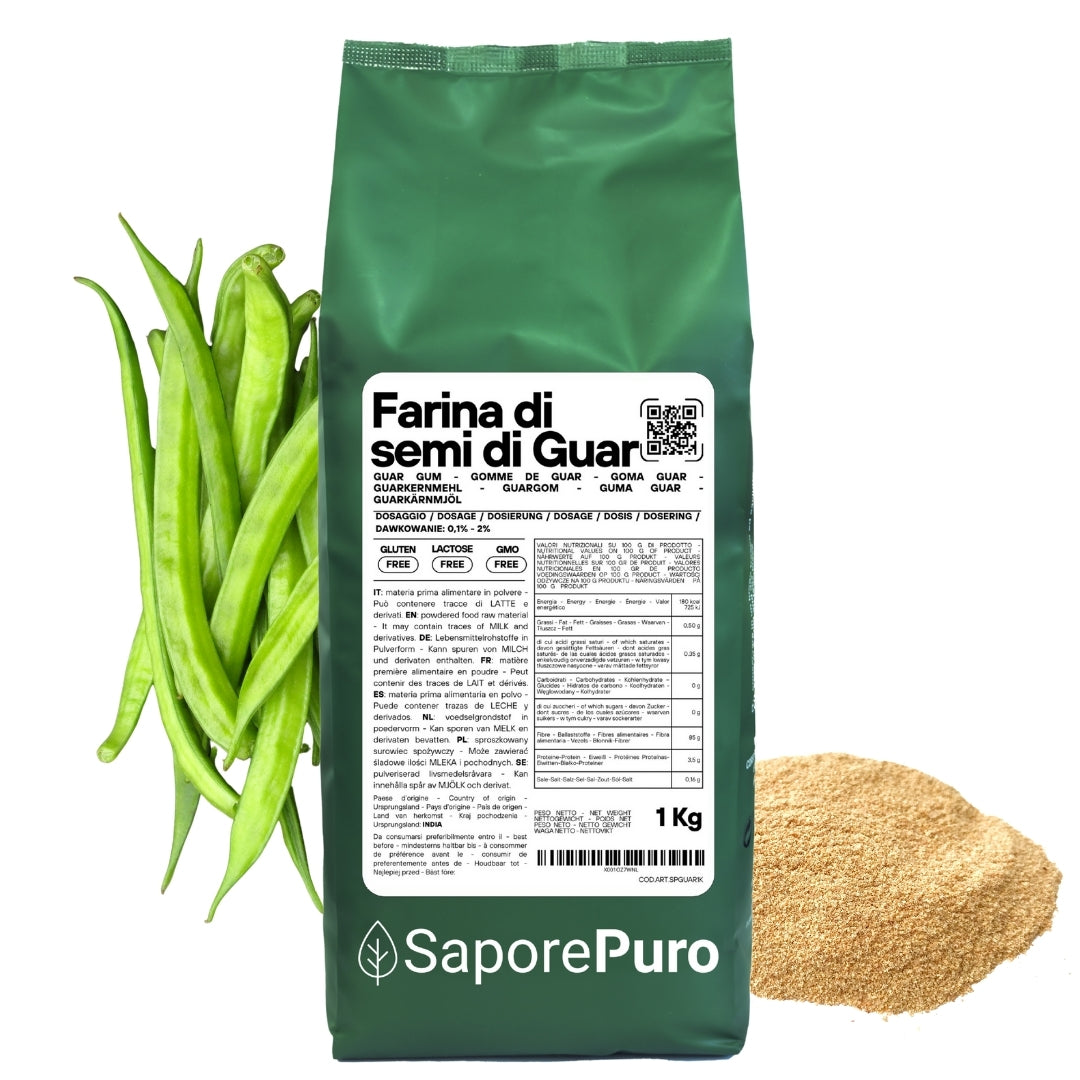 Farina di Semi di Guar (E412)  - Origine India - Confezionato in Italia - SaporePuro